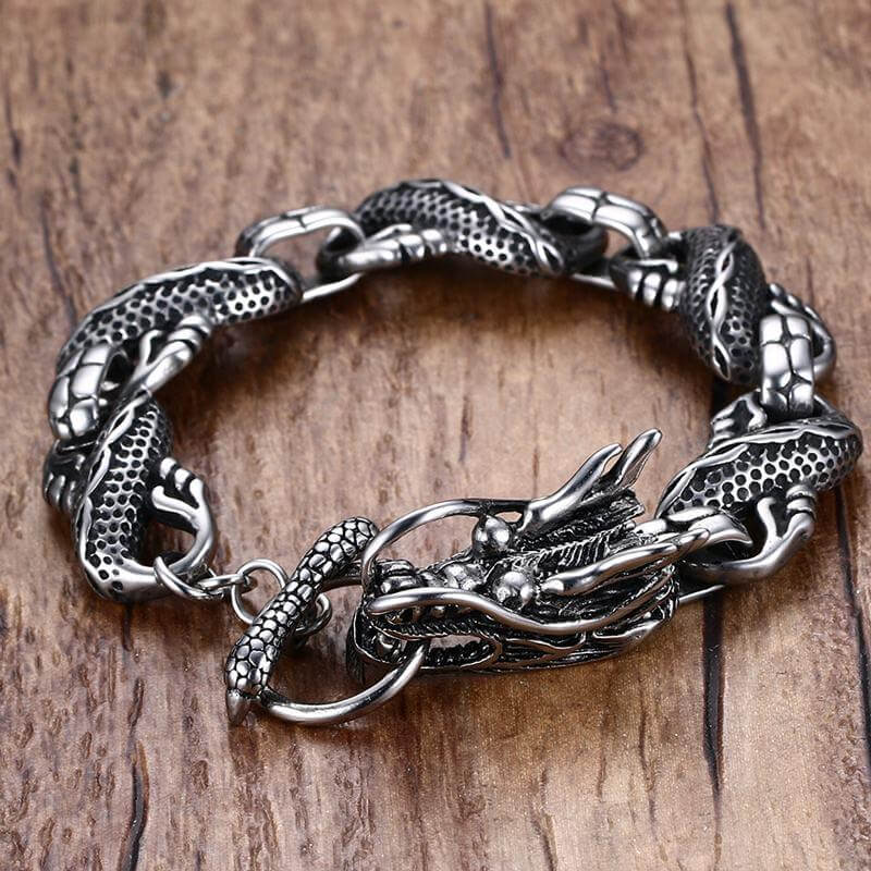 Vikings Drakenkop Mannenarmband