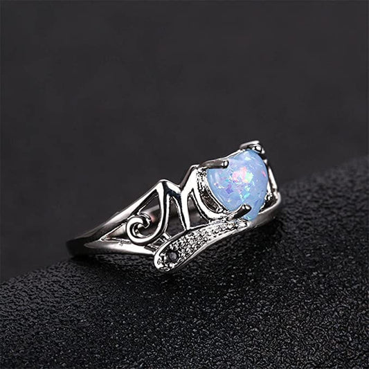 Mam Gegraveerd Hart Opaal Ring