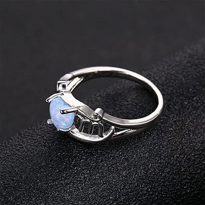 Mam Gegraveerd Hart Opaal Ring