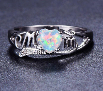 Mam Gegraveerd Hart Opaal Ring