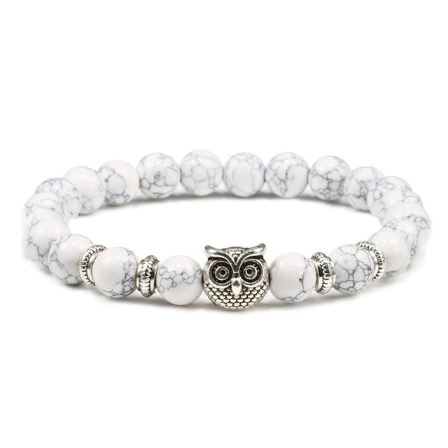 Natuurstenen Uil Bedel Armband