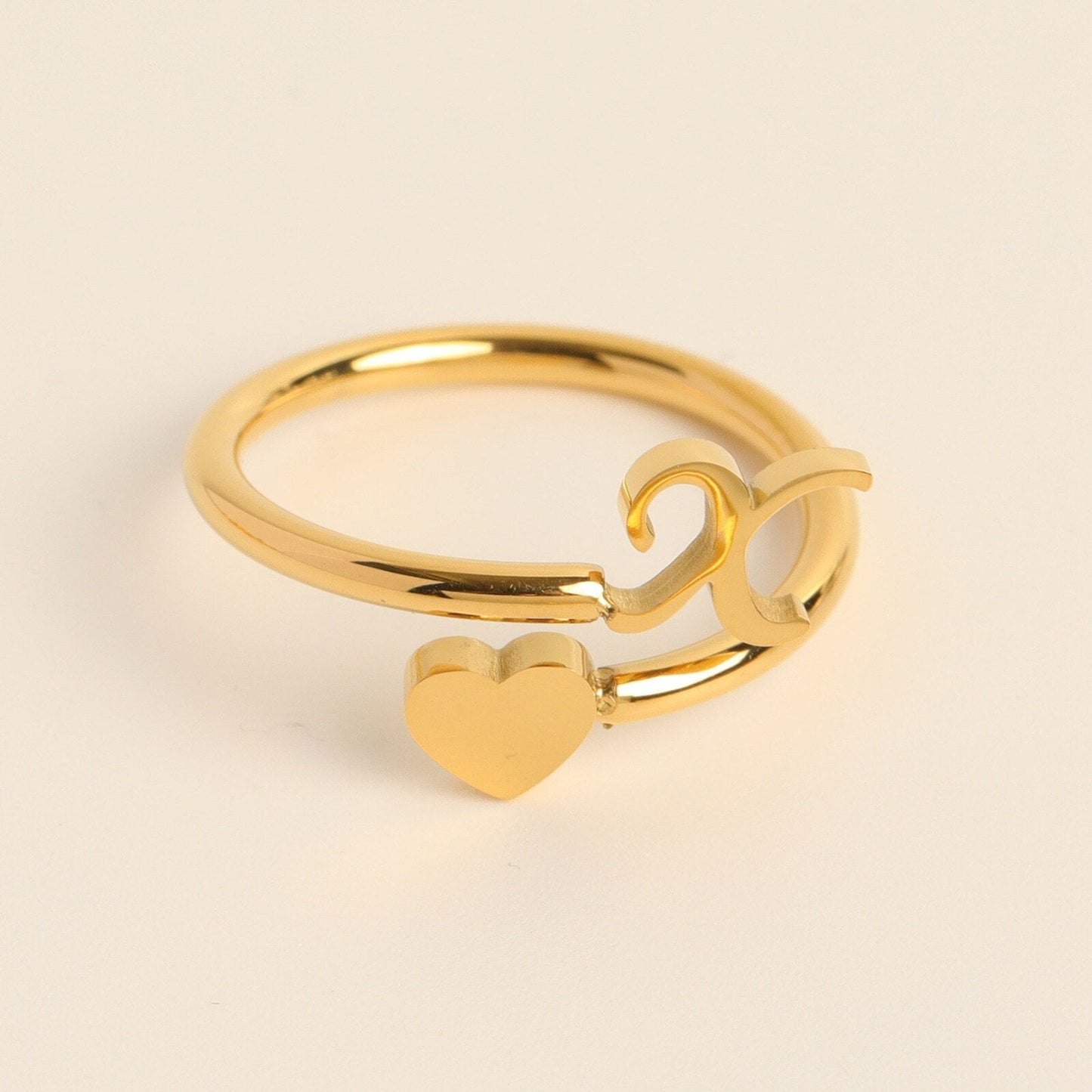 Initial Heart Ring | Letter Ring
