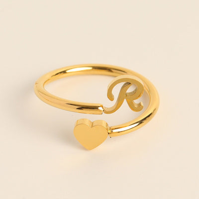 Initial Heart Ring | Letter Ring