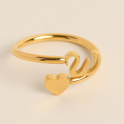 Initial Heart Ring | Letter Ring