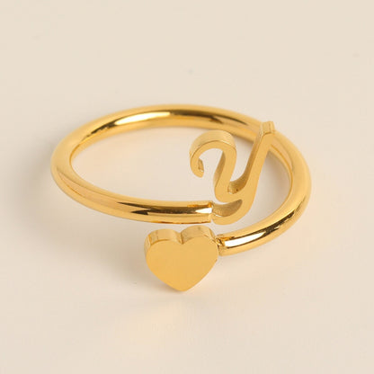 Initial Heart Ring | Letter Ring