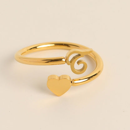 Initial Heart Ring | Letter Ring