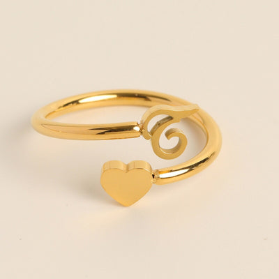 Initial Heart Ring | Letter Ring