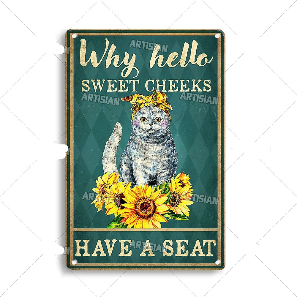 Vintage Cat | Metalen Poster