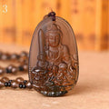Natuurlijke Obsidiaan Boeddha Amulet Ketting