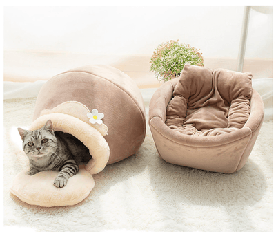 Cozy Cave | Opvouwbaar Zacht Pluche Kattenbed