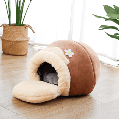 Cozy Cave | Opvouwbaar Zacht Pluche Kattenbed