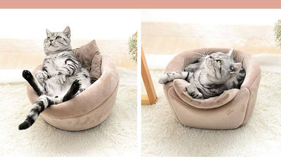 Cozy Cave | Opvouwbaar Zacht Pluche Kattenbed