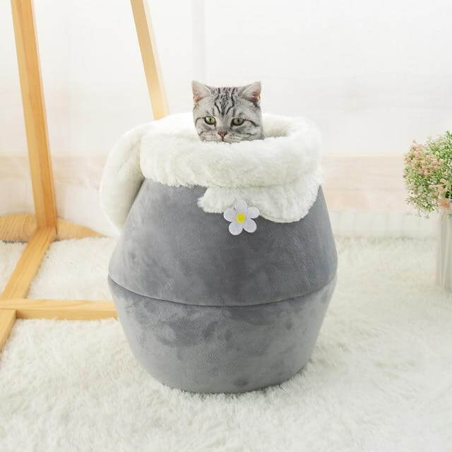 Cozy Cave | Opvouwbaar Zacht Pluche Kattenbed