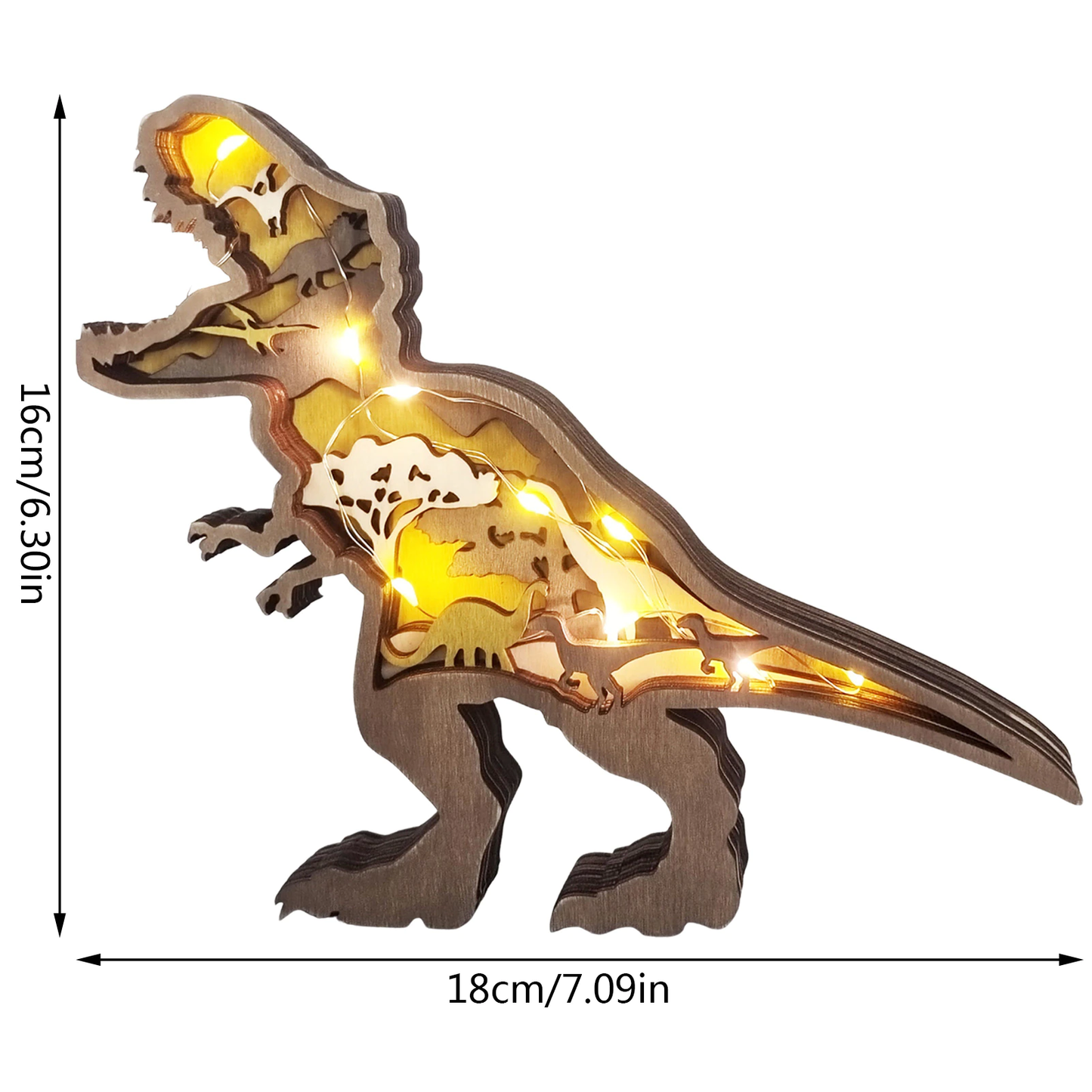 3D Houtgesneden Dinosaurus Ornamenten