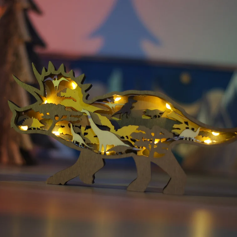 3D Houtgesneden Dinosaurus Ornamenten