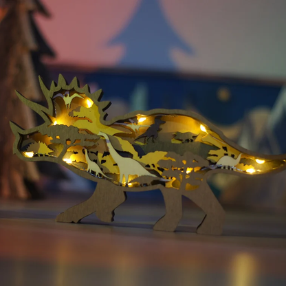 3D Houtgesneden Dinosaurus Ornamenten