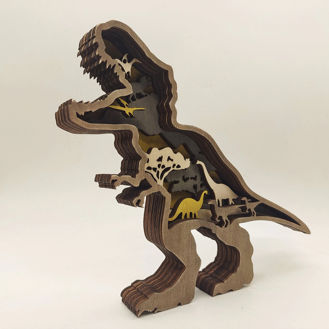 3D Houtgesneden Dinosaurus Ornamenten