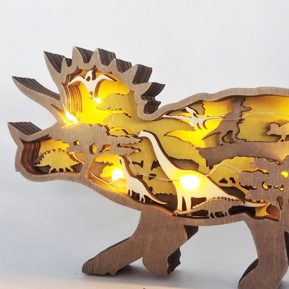 3D Houtgesneden Dinosaurus Ornamenten