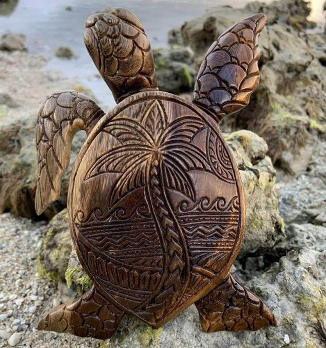 Houtgesneden Hawaiiaanse Schildpad