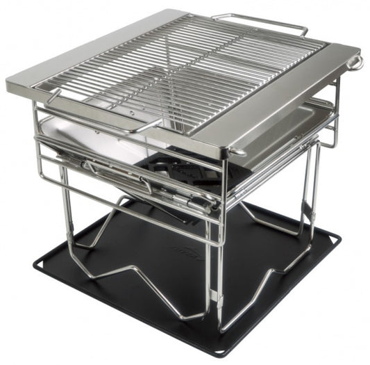 Acecamp Houtskoolbarbecue - 35,5 X 35,5 X 33 Centimeter - Uitneembaar Rooster - Handgrepen - Opvouwbaar - Zilver