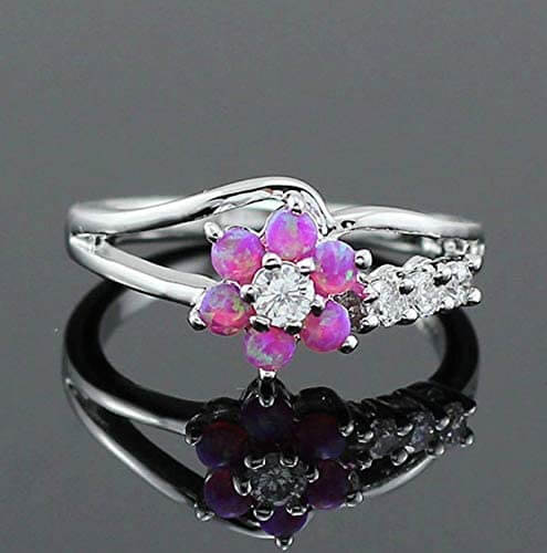 Opaal Bloem Ring
