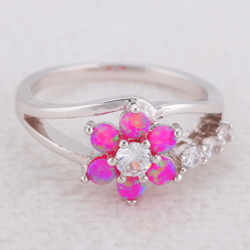 Opaal Bloem Ring