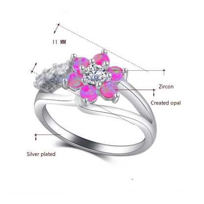 Opaal Bloem Ring