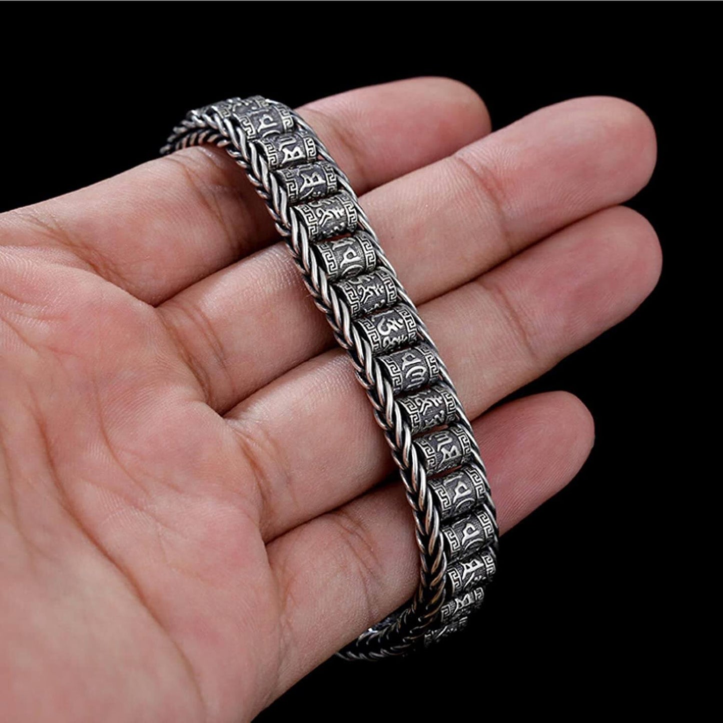 Verzilverde Plated Gebedswiel Armband