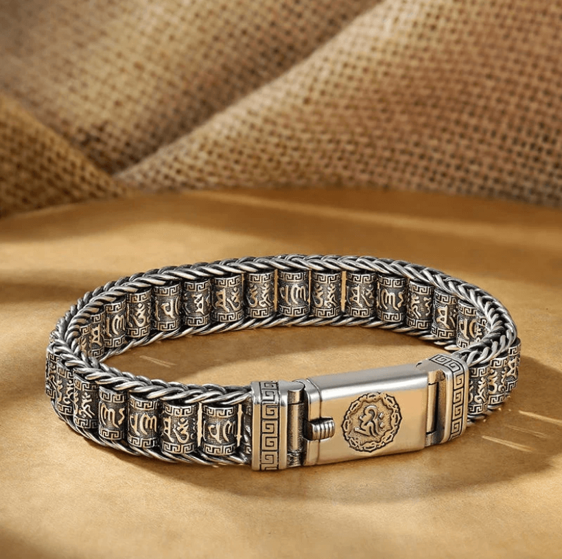 Verzilverde Plated Gebedswiel Armband