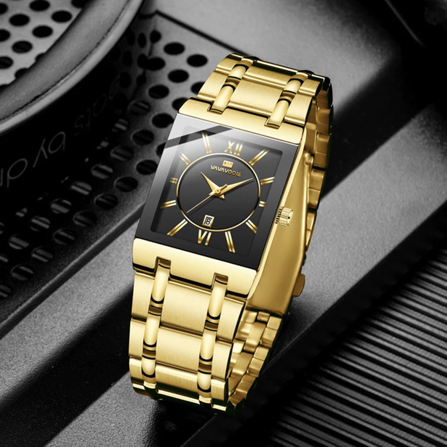 Gouden Vierkant Horloge