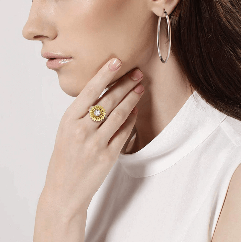 Kristallen Zonnebloem Ring